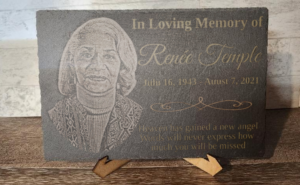 memorial plaque on stand
